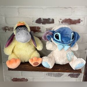 Disney Store Original 12” Eeyore & Stitch Easter Bunny Outfits Plush Dolls Lot 2
